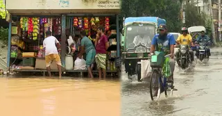ড্রেনেজ সংকটে সামান্য বৃষ্টিতেই পানির নিচে পাবনার সড়ক